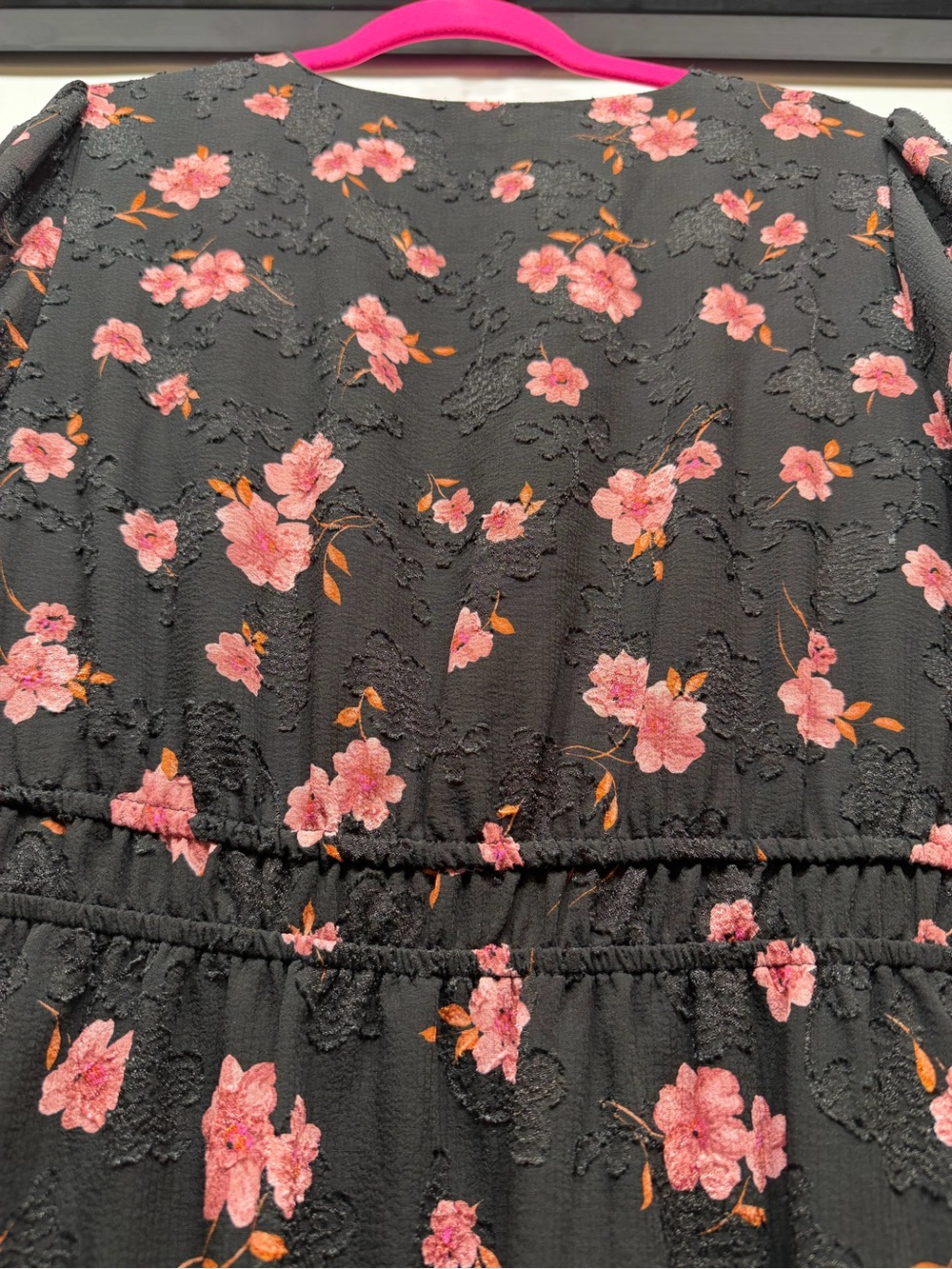 Draper James Black Dress with Pink Floral Embroidery - Picture 7 of 8
